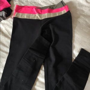 Lululemon black leggings with pink band